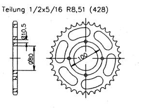 Rear sprocket t.45 Suzuki GZ 125 Marauder