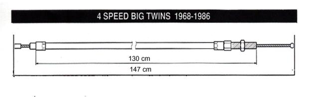 Kupplungszug kompatibel Harley Davidson  Big Twin 1968 bis 1986 125 cm Länge Standardlänge