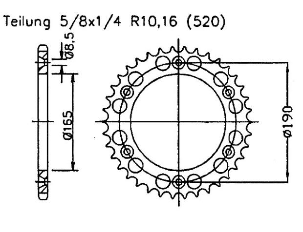 Kettenrad für KTM 350 GS 85-90 GS 600 82-91 45 Zähne Alu
