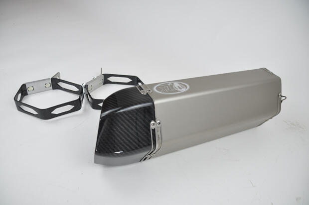 Auspuffendtopf Eckig silber Carbon 45mm Titan 320mm Länge