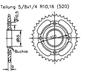 Kettenrad Z. 37 Honda CB 250/400 N/T / CM 400 T
