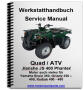 Werkstatthandbuch, Reparaturanleitung Jianshe Puma - Panther JS 400, Motor Yamaha Kodiak - Bruin - Grizzly 350 - 400 Quad ATV (Download/CD/ausgedruckt)