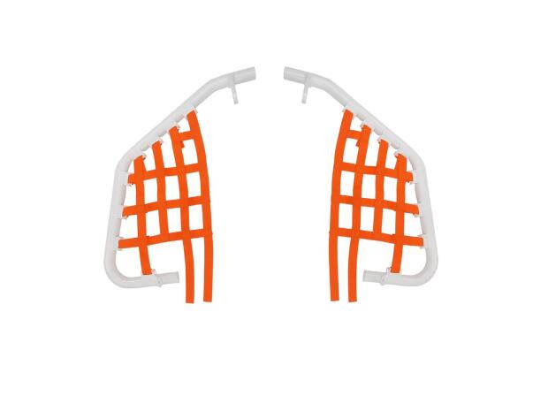 Nerf bar für KTM 450 / 525 XC Quad Nerfbar in weiss mit orangen Netz