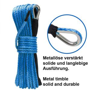 Synthetisches Seil blau mit Ummantelung für Seilwinden, 6mm x 10m ATV UTV Quad 4x4 Offroad