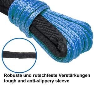 Synthetisches Seil blau mit Ummantelung für Seilwinden, 6mm x 10m ATV UTV Quad 4x4 Offroad