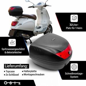 Top case for Vespa / Piaggio scooter 32 liter helmet case for scooters
