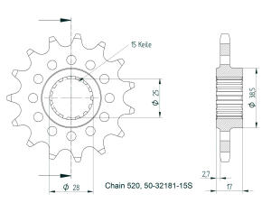 Ritzel für Ducati 959 7 1199 Panigale  520...