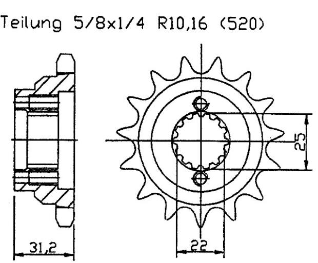 Ritzel für Ducati Montjiuich 750 Zähnezahl 14