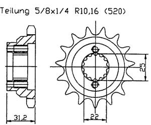 Ritzel für Ducati Montjiuich 750 Zähnezahl 14