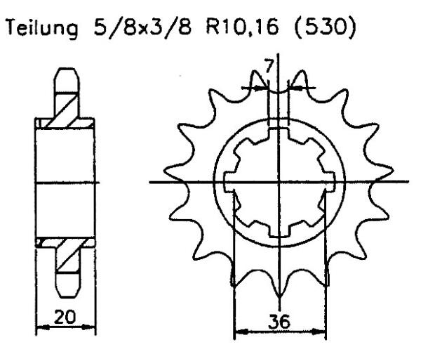 Ritzel für Ducati SD 900 Darmah Zähnezahl 16