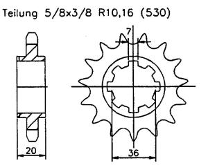 Ritzel für Ducati SD 900 Darmah Zähnezahl 16