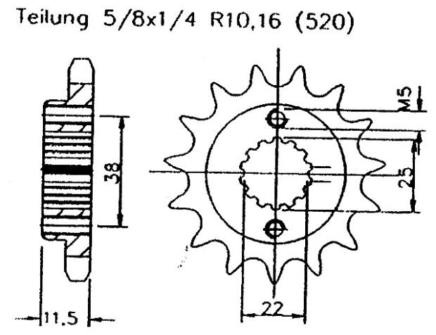 Kettenrad Z.14 für Ducati 350 Sport-SS 1992-1994