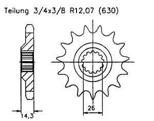 Ritzel für Honda CBX 1000 ZA (CB 1) SC03 Zähnezahl 15