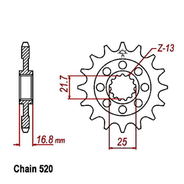 Ritzel für Honda NC 750  X / DCT Zähnezahl 17 mit Gummipuffer