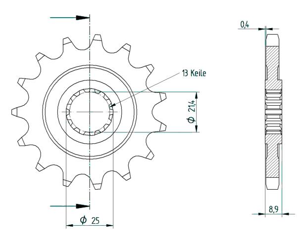 Ritzel für Kawasaki GEFA 1000 (Z1000) ABS - Zähnezahl 15