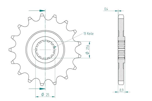 Ritzel für Kawasaki KLV 1000 Zähnezahl 17