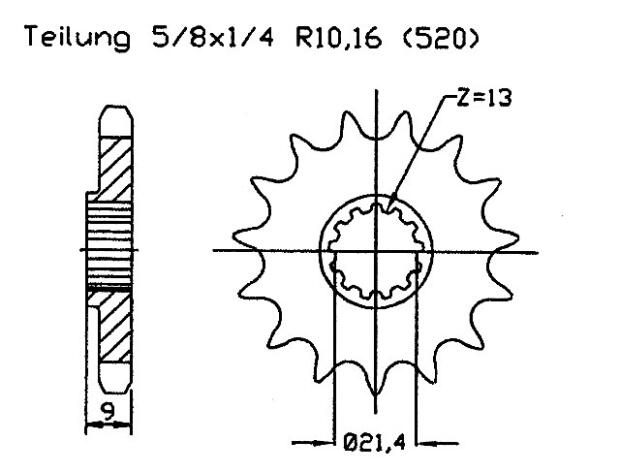 Ritzel für Kawasaki KSF 250 A1-A18 Mojave Zähnezahl 12
