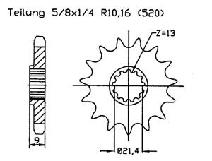 Ritzel für Kawasaki KSF 250 A1-A18 Mojave...