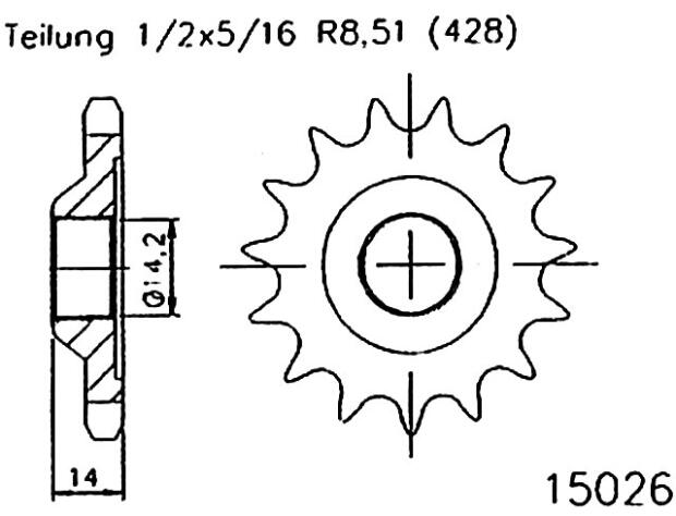 Ritzel für Peugeot XP 50 LC Zähnezahl 16