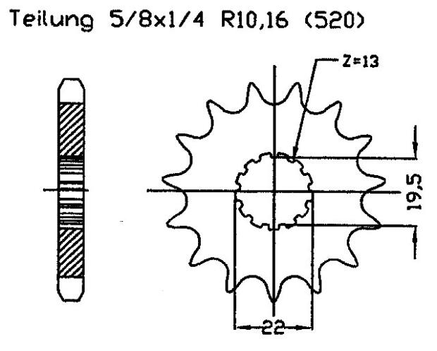 Kettenrad Z.13 für Suzuki 250 GSF M,N,P Bandit GJ74A  1991-1993