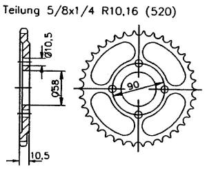 Ritzel für Suzuki RGV 250 K,L Wolf VJ21A...