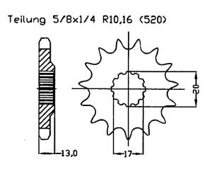 Ritzel für TM Großrad 85 Zähnezahl 12