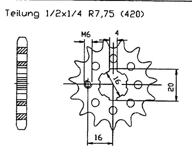 Ritzel für Yamaha DT 50 17W Zähnezahl 12