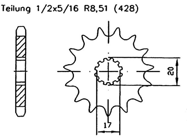 Ritzel für Yamaha TZR 50  Umrüstkit auf stärkere Kettenteilung 428 Zähnezahl 12