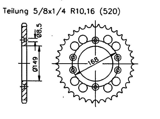 Kettenrad für Aprilia Stark 650 Zähnezahl 49