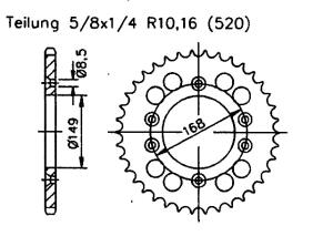 Kettenrad für Aprilia Stark 650 Zähnezahl 49