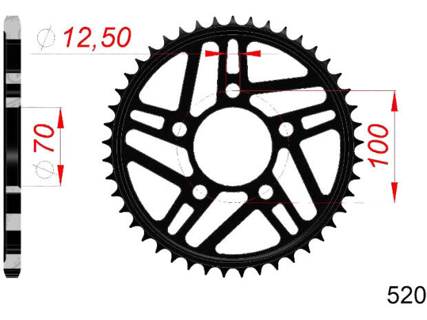 Rear sprocket for S 1000 RR HP4 (Umrüstkit auf stärkere Kettenteilung 520) 17 Teeth