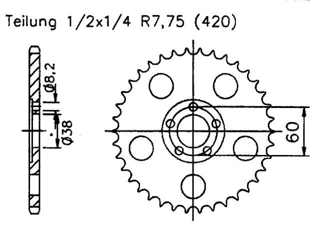 Kettenrad für Suzuki JR 50 RD Zähnezahl 28