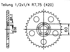 Kettenrad für Suzuki JR 50 RD Zähnezahl 28