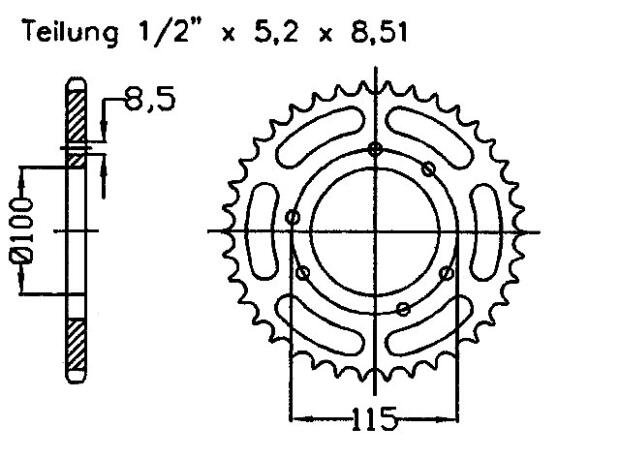 Rear sprocket for GSM 50 H@K 13 Teeth