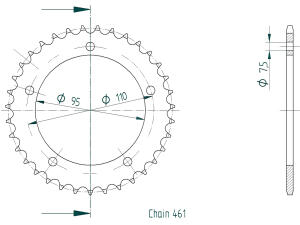 Kettenrad für Hercules Ultra 50 80 II LC/AC K 50, RL RS RX 9 Z. 35