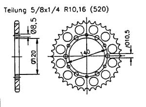 Rear sprocket for XL 350 R 14 Teeth
