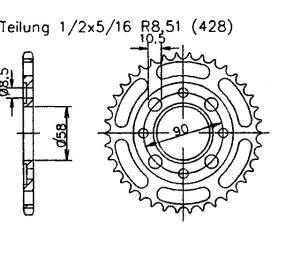 Kettenrad für Honda XR 185 Zähnezahl 58