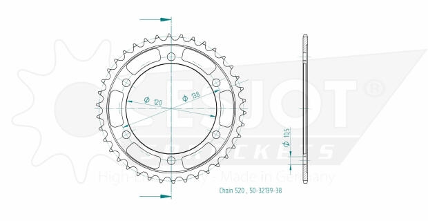Kettenrad für Honda CBR 250 / 300 R/RA-E,F,G,H,J Zähnezahl 36