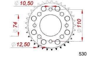 Rear sprocket for CB 500 T 15 Teeth