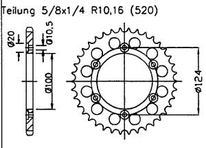 Kettenrad für Honda CBR 900 RR  520 Umrüstkit...