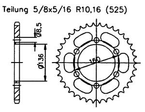 Rear sprocket for VT 750 RS Shadow 17 Teeth