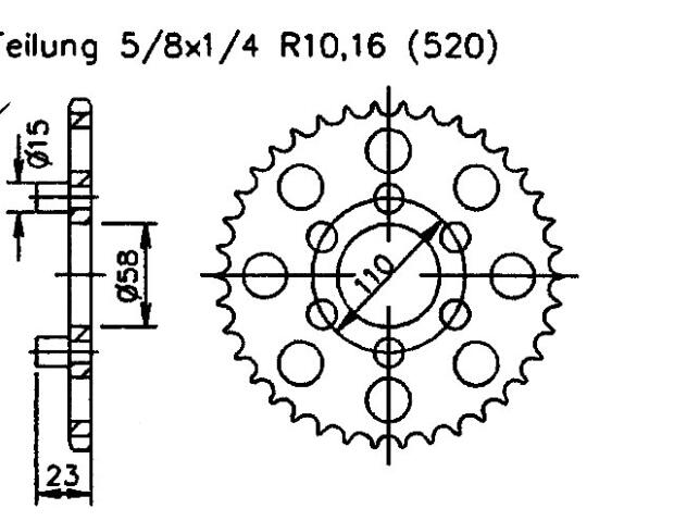 Rear sprocket for Enduro 701 15 Teeth