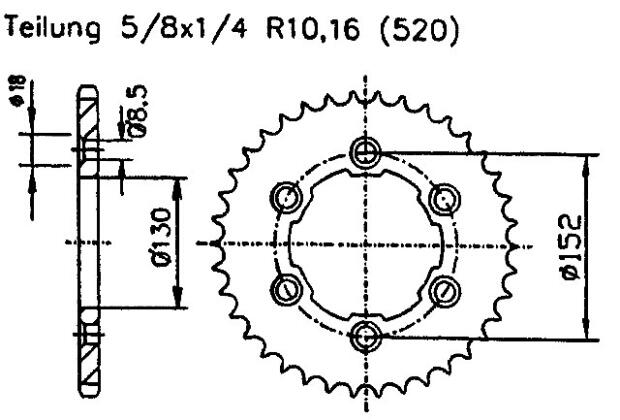 Rear sprocket for TE 450 14 Teeth