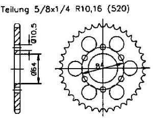 Rear sprocket for KLX 250 SF W9F,WAF 13 Teeth