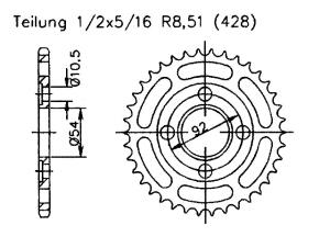 Rear sprocket for KX 80 L1 Umrüstkit auf...