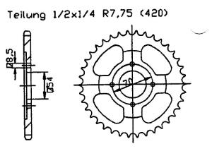 Kettenrad für Suzuki ZR 50 SK-E,F,X,H Zähnezahl 46