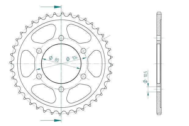 Rear sprocket for GPZ 400 (KZ400M) 16 Teeth