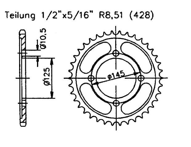 Kettenrad für Suzuki RV 90 J/K/L/M/A/B Zähnezahl 47