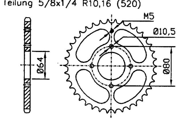 Rear sprocket for 2 300 x 4 12 Teeth