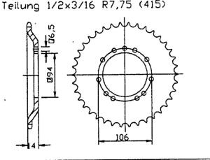 Rear sprocket for MX 50 11 Teeth